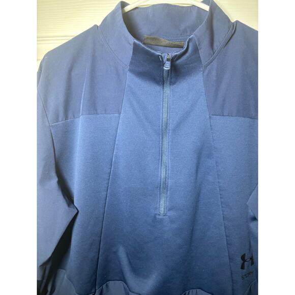 Under Armour Coldgear fitted Pullover Mens Size L** Navy Blue 1/4 Zip - Picture 5 of 7